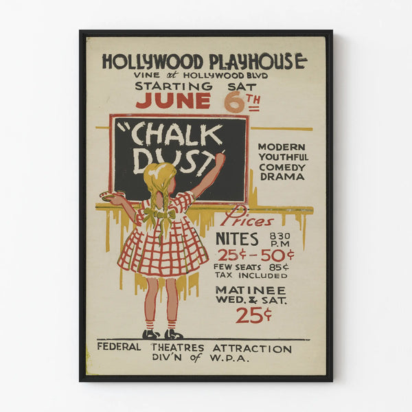 Vintage Hollywood Playhouse Chalk Dust Poster - Retro Wall Decoration