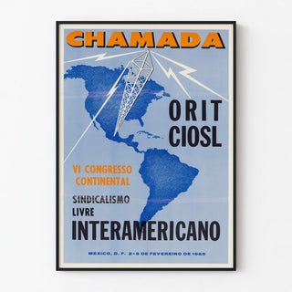 Vintage Poster for the Sixth Continental Congress of Free Inter-American Syndicalism