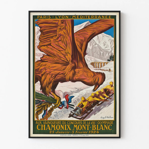 Vintage poster of Chamonix Mont-Blanc 1924 VIIIth Olympiad - Retro sports wall decoration