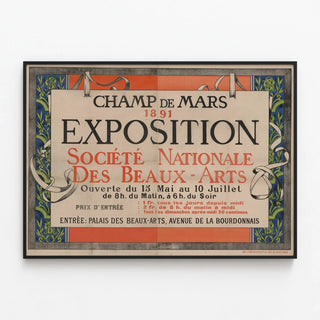 Vintage Poster Exhibition National Society of Fine Arts Champ de Mars 1891 — framed artwork on a wall