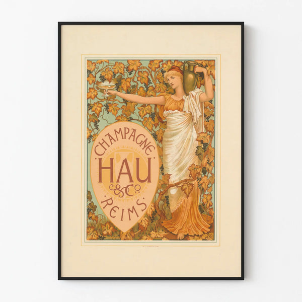 Vintage Champagne Hau Reims Poster Wall Decoration