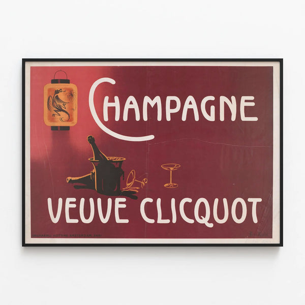 Vintage Champagne Veuve Clicquot Poster — framed artwork on a wall