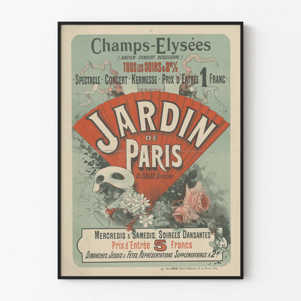 Vintage Poster of the Paris Garden - Retro Wall Decoration for Concerts on the Champs-Élysées