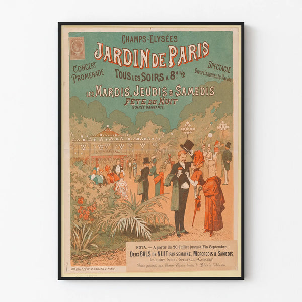 Vintage Poster of the Paris Garden on the Champs-Élysées for Shows and Concerts