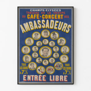 Vintage poster of the Café-Concert Troupe of the Ambassadeurs