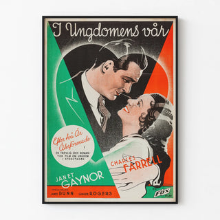 Vintage romantic poster I Ungdomens Vår with Janet Gaynor and Charles Farrell