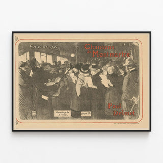 Vintage Poster of Montmartre Songs by Paul Delmet — framed artwork on a wall