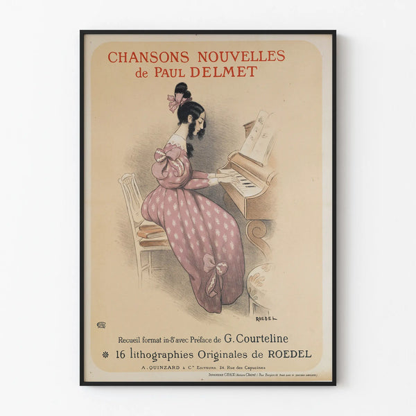 Vintage poster of New Songs by Paul Delmet - Musical wall decoration