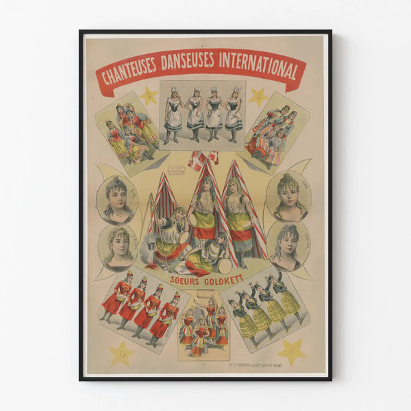 Vintage poster of international singers and dancers Goldkett sisters