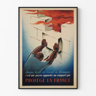 French Patriotic Wall Poster Bastion and German Labor