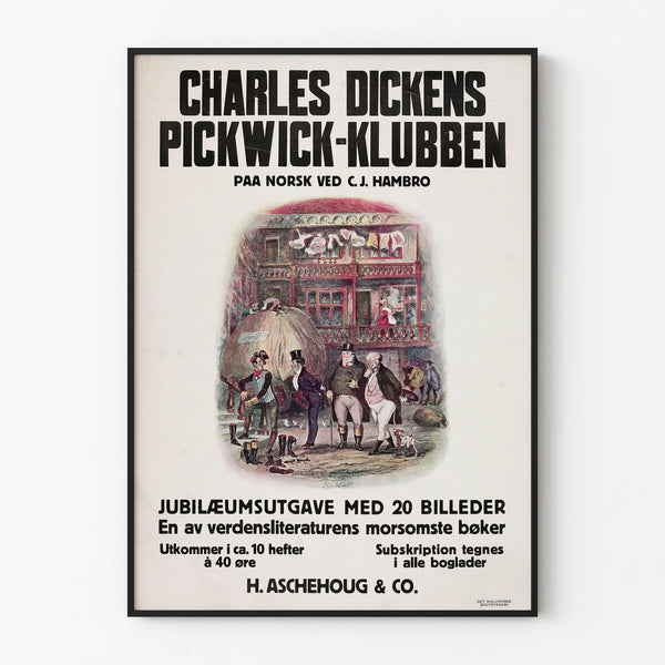 Vintage poster of Pickwick-Klubben by Charles Dickens in Norwegian