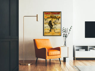 Vintage poster of Charles Terront winning on a Rudge bicycle