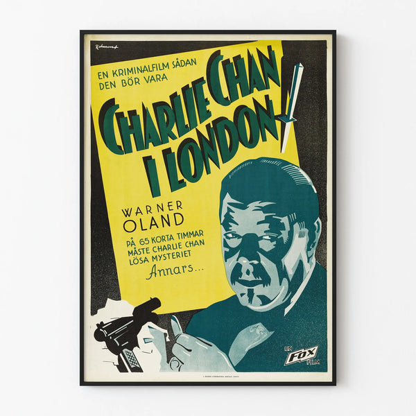 Vintage Charlie Chan poster in London - Retro cinema wall decoration