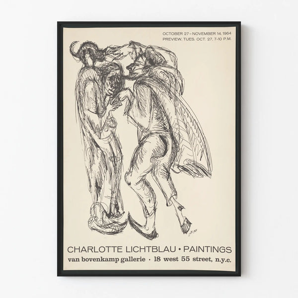 Charlotte Lichtblau Exhibition Poster 1964 - Expressive Line Drawing