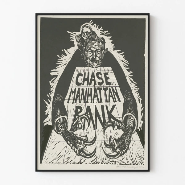 Black and White Illustration Poster of Chase Manhattan Bank