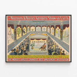 Vintage poster of illusionist Barnum & Bailey by Roltair — framed artwork on a wall