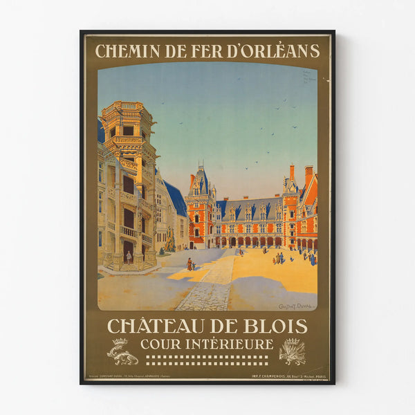 Vintage Decorative Poster of the Courtyard of Château de Blois