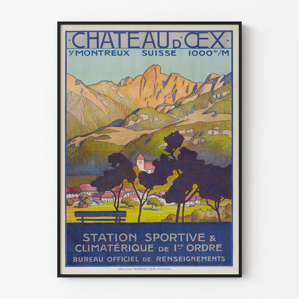 Vintage Poster of Château-d'Oex Sports and Climate Station in Switzerland