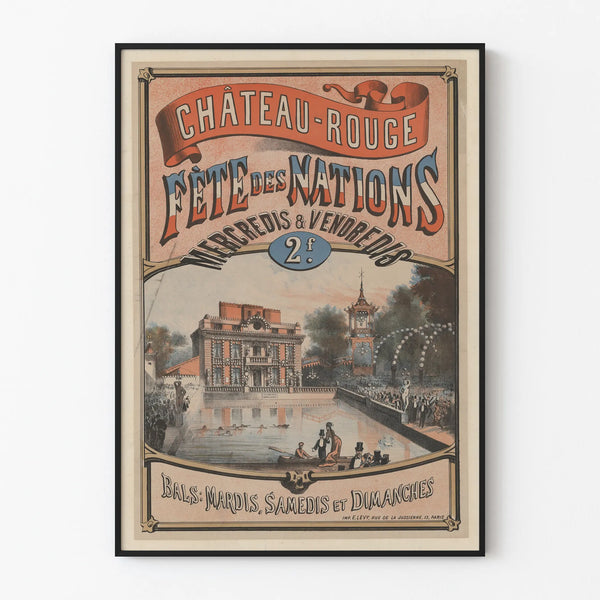Vintage poster Château Rouge Nations' Day - Festive wall decoration