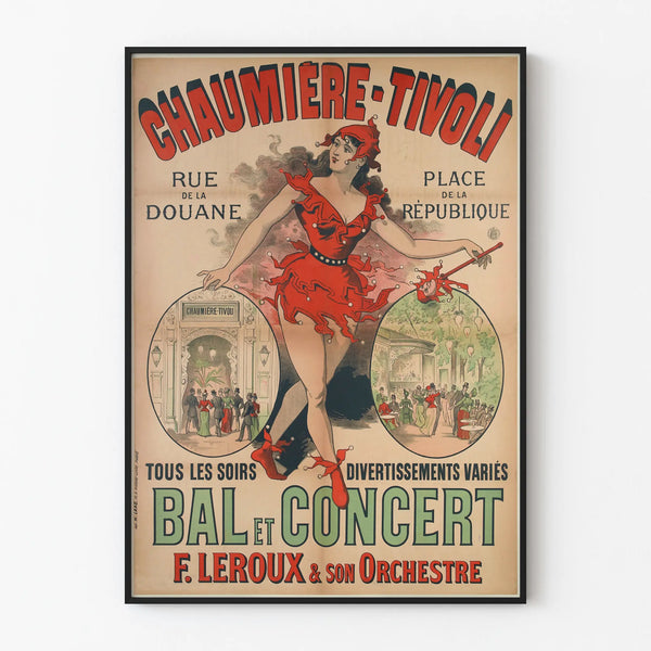 Vintage poster of Tivoli Cottage, dance and concert wall decoration
