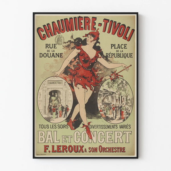 Vintage poster of Bal and Concert Chaumière-Tivoli wall decoration
