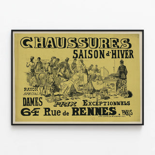 Vintage Advertising Poster for Shoes Winter Season — framed artwork on a wall
