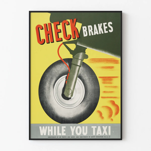 Vintage Check Brakes While You Taxi Poster for Wall Decoration