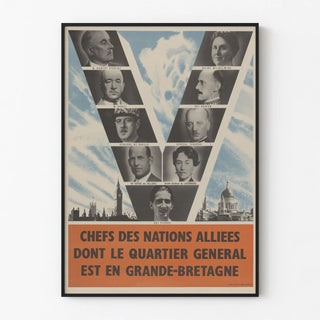 Vintage poster of the Allied nations leaders in Great Britain
