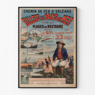 Vintage Poster of the Orléans Railway - Seaside Tickets in Brittany