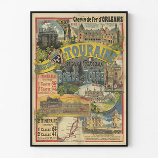 Vintage Poster of the Orleans Railway - Excursions in Touraine and the Châteaux of the Loire