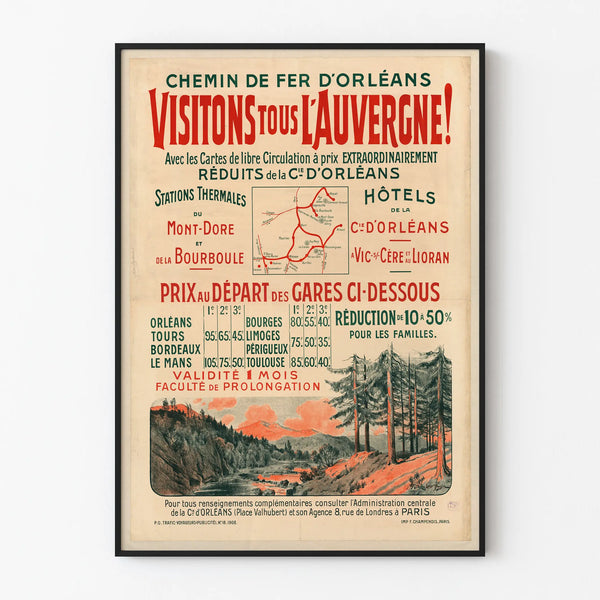 Vintage Poster of the Orleans Railway - Visit Auvergne