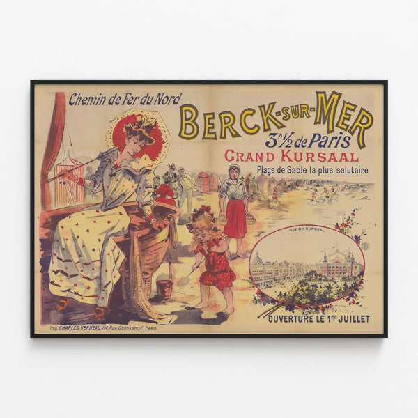 Vintage Poster of Berck-sur-Mer Nord Railway — framed artwork on a wall
