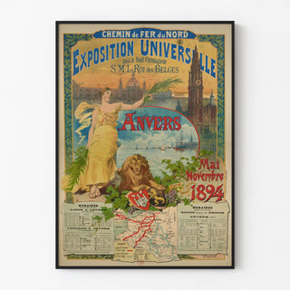 Vintage poster of the Northern Railway at the Universal Exposition in Antwerp 1894