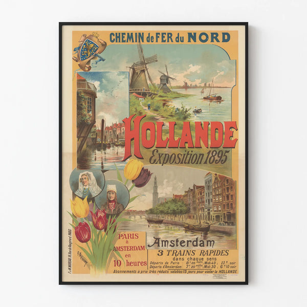 Vintage poster of the Northern Railway - Dutch Exhibition 1895 Paris-Amsterdam