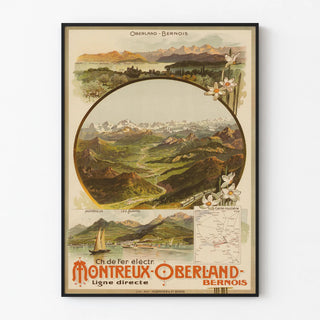 Vintage poster of the Montreux-Oberland Bernois electric railway
