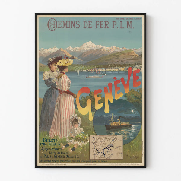 Vintage poster of Chemins de fer P.L.M. Geneva – Retro travel wall decoration
