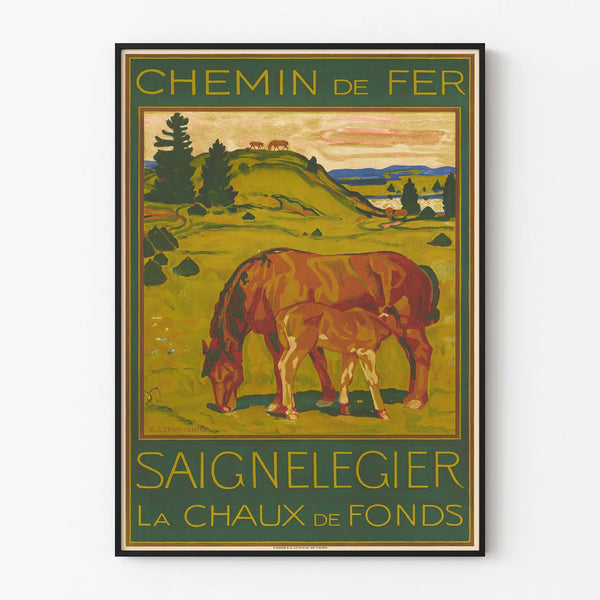 Vintage Poster of the Railway Saignelegier La Chaux-de-Fonds