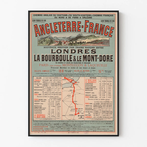Vintage Poster of England-France Railways Season 1890