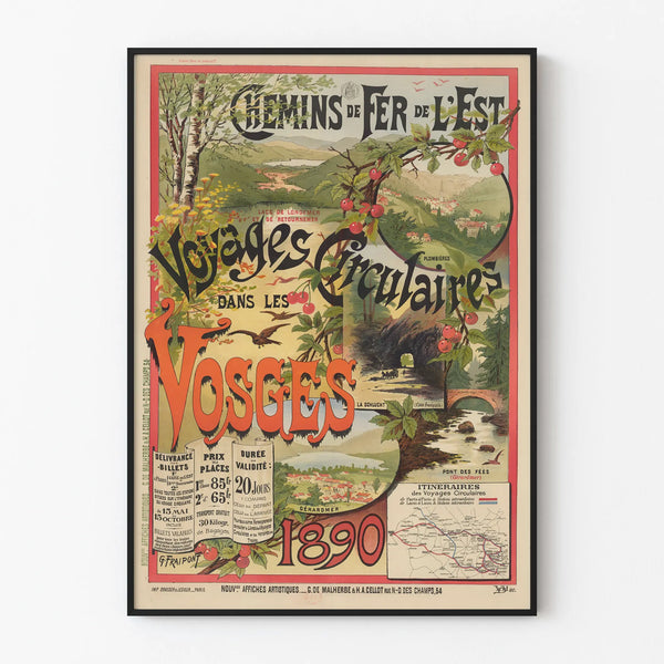 Vintage Poster of the Eastern Railway - Circular Journeys in the Vosges 1890