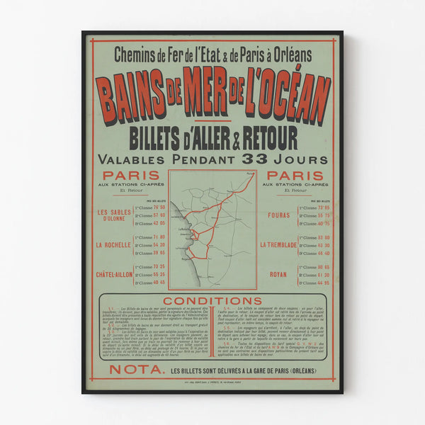 Vintage Poster of the Paris-Orléans Railway and Ocean Baths