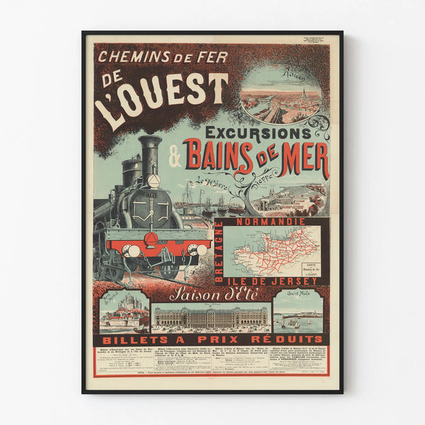 Vintage Poster of the West Railway Excursions & Seaside Baths