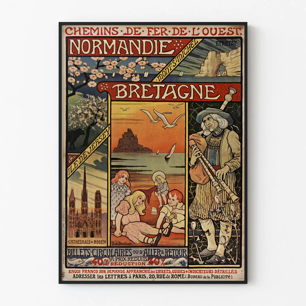 Vintage Poster of the West Railway Lines Normandy Brittany