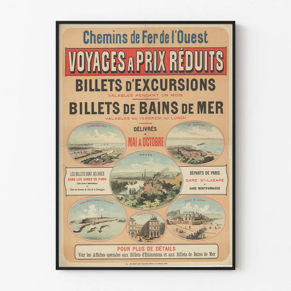 Vintage poster of the West Railway Company with discounted travel prices