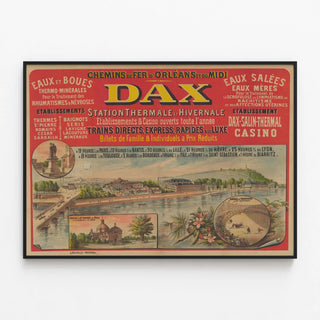 Vintage poster of the Orleans and Midi Railways - Dax Thermal and Winter Station — framed artwork on a wall
