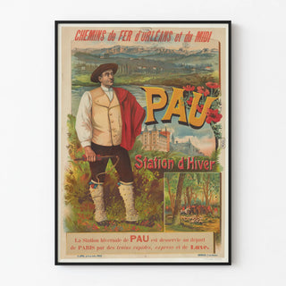 Vintage Poster of Pau Station - Winter Station of the Orleans and Midi Railways