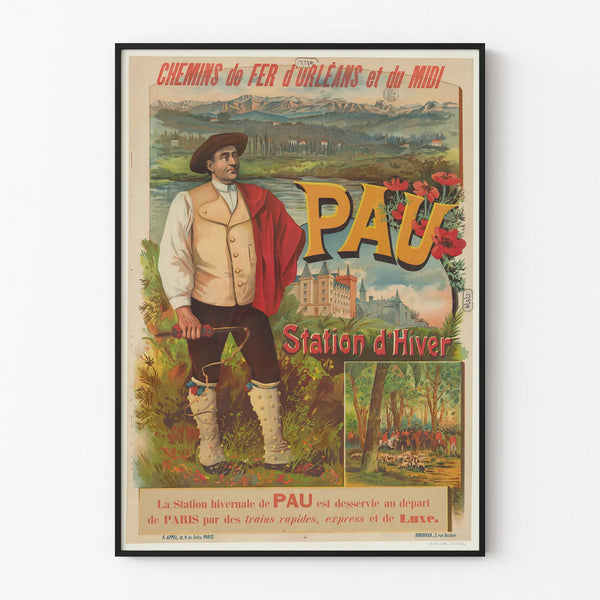 Vintage Poster of Pau Station - Winter Station of the Orleans and Midi Railways