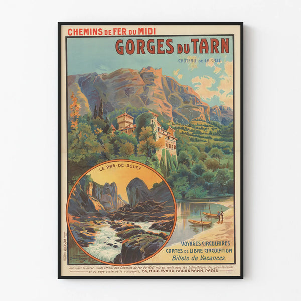 Vintage poster of the Midi Railways Gorges du Tarn wall decoration