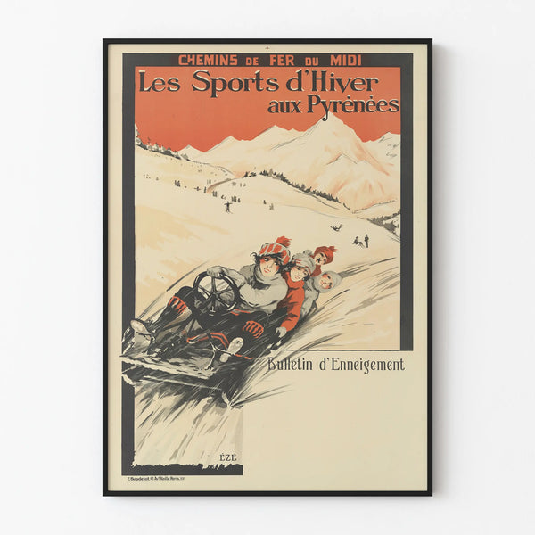Vintage poster of the Midi Railways - Winter Sports in the Pyrenees