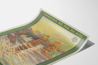 Vintage Poster of the Midi Railway - Sauveterre de Béarn, Le Gave d'Oloron