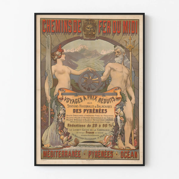 Vintage poster of the Midi Railways - Journeys to the stations of the Pyrenees